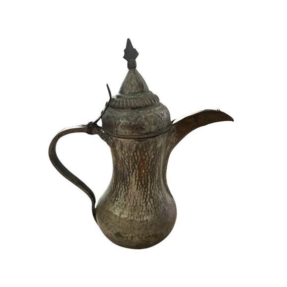 ISLAMIC ANTIQUE ARABIC COPPER & BRASS Handmade COFFEE POT HUGE DALLAH 17” Tall - Picture 3 of 12